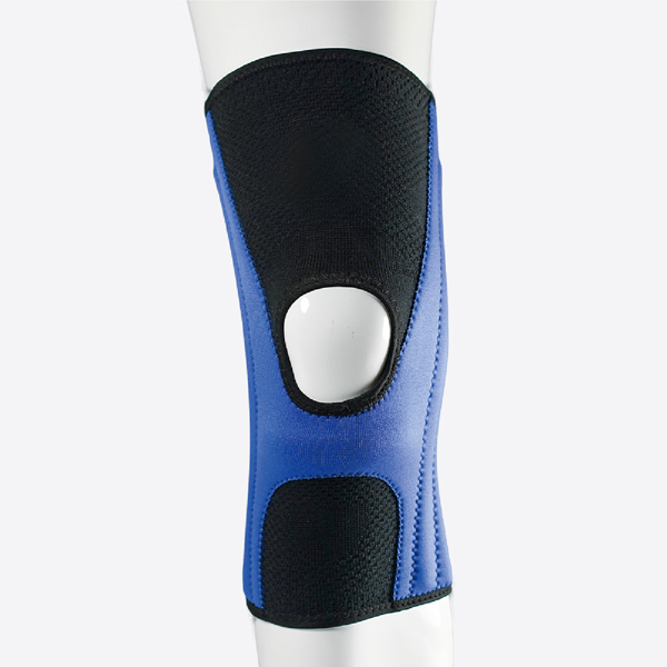 Genouillère en tissu tricoté avec barres d’acier à resort